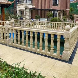 齐齐哈尔黄金麻花岗岩石材栏杆，扶手，将军柱，花瓶柱