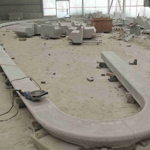 齐齐哈尔 芝麻白花岗岩弧形花坛石，坐凳石