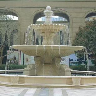 齐齐哈尔 黄金麻花岗岩异型加工——户外庭院石雕流水喷泉