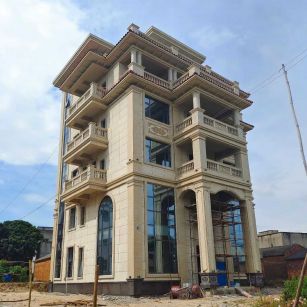 齐齐哈尔 黄金麻花岗岩石材别墅外墙干挂搭配（雕花栏杆花瓶柱门楼罗马柱）