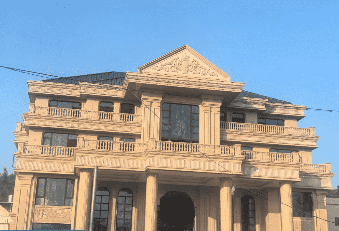 齐齐哈尔黄金麻别墅外墙干挂石材效果示例